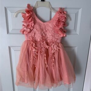 Elegant Pink Floral Kids Formal Dress